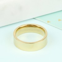 Wide Stainless Steel Band Ring in Gold