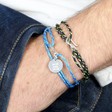 Personalised Men's Cord Bracelet with Disc Charm