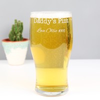Personalised Engraved 'Daddy's Pint' Beer Glass