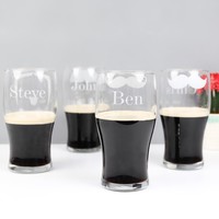 Personalised Moustache Pint Glass