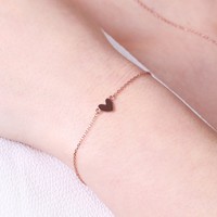 Shiny Rose Gold Heart Bracelet