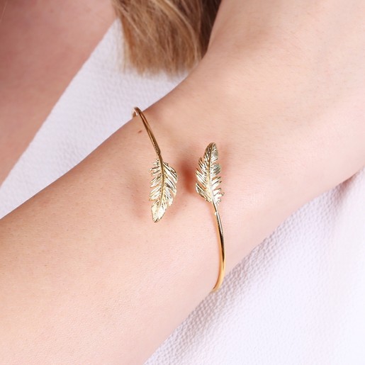 Feather Bangle with Name | Women's Jewellery | Lisa Angel