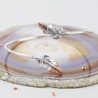 Silver Dipped in Rose Gold Feather Bangle