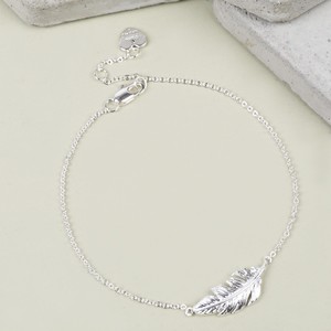 Silver feather bracelet