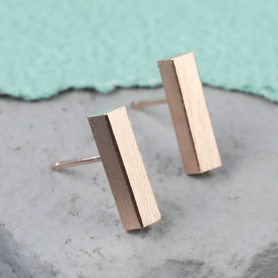 Rose Gold Bar Earrings Jewellery Lisa Angel