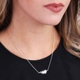 Silver Feather Necklace on Model
