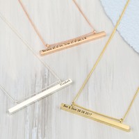 Personalised Shiny Horizontal Bar and Chain Necklace