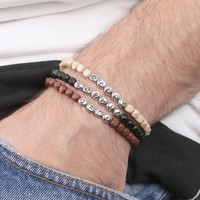 Men's Personalised Pewter Bead Bracelet
