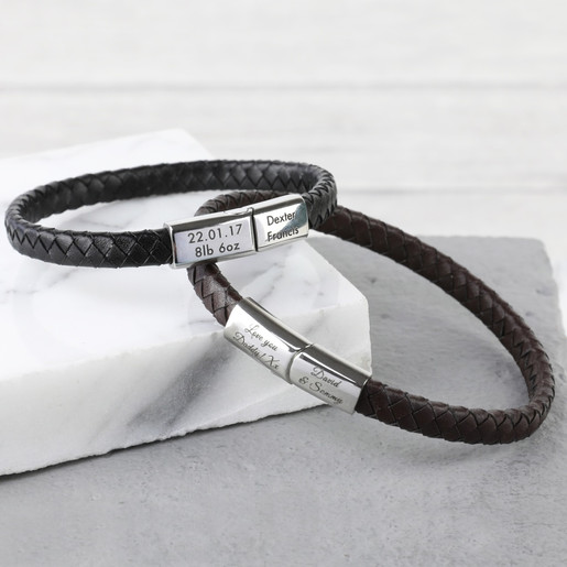 Men's Engraved Woven Bracelet with Clasp | Lisa Angel