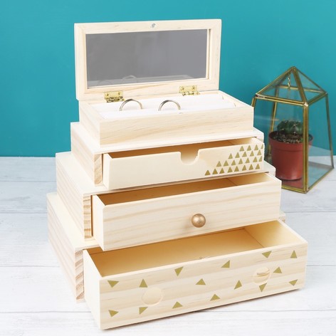 Stacked Wooden Geometric Jewellery Box Stacked Wooden Geometric Jewellery Box
