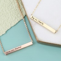 Personalised Solid Gold Horizontal Bar Necklace