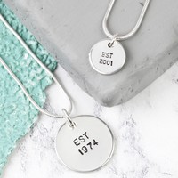 Personalised Sterling Silver Disc Charm Necklace