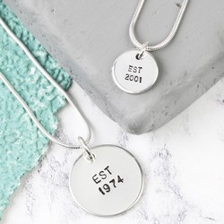 Personalised Sterling Silver Disc Charm Necklace