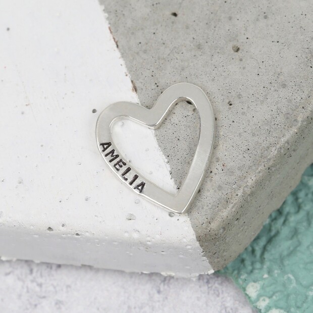 Personalised Sterling Silver Large Heart Outline Pendant Personalised Sterling Silver Large Heart Outline Pendant