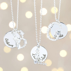 Personalised Diamante Initial Necklace in Silver