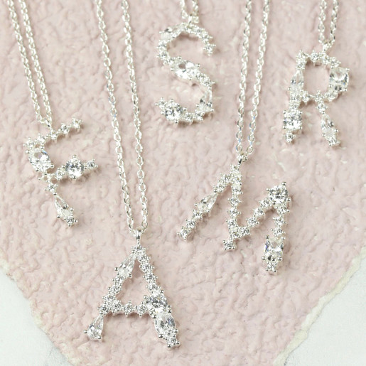 diamante initial necklace