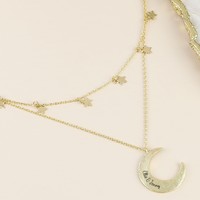 Personalised Gold Double Layer Stars and Moon Necklace