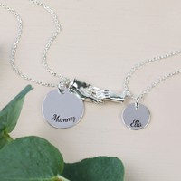 Personalised Mother and Child Delicate Hand Charm Necklace