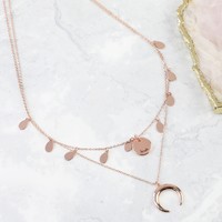 Personalised Rose Gold Double Layer Horn Necklace