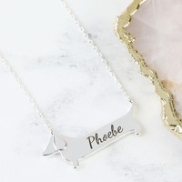 Personalised Flat Sausage Dog Necklace in Silver