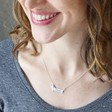 Personalised Flat Sausage Dog Necklace in Silver on Model