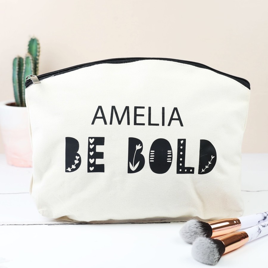 Personalised Be Bold Name Make Up Bag Lisa Angel Accessories Collection Pouch Toiletries Cosmetic