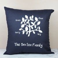 Personalised Dark Grey 'Family Tree' Cushion