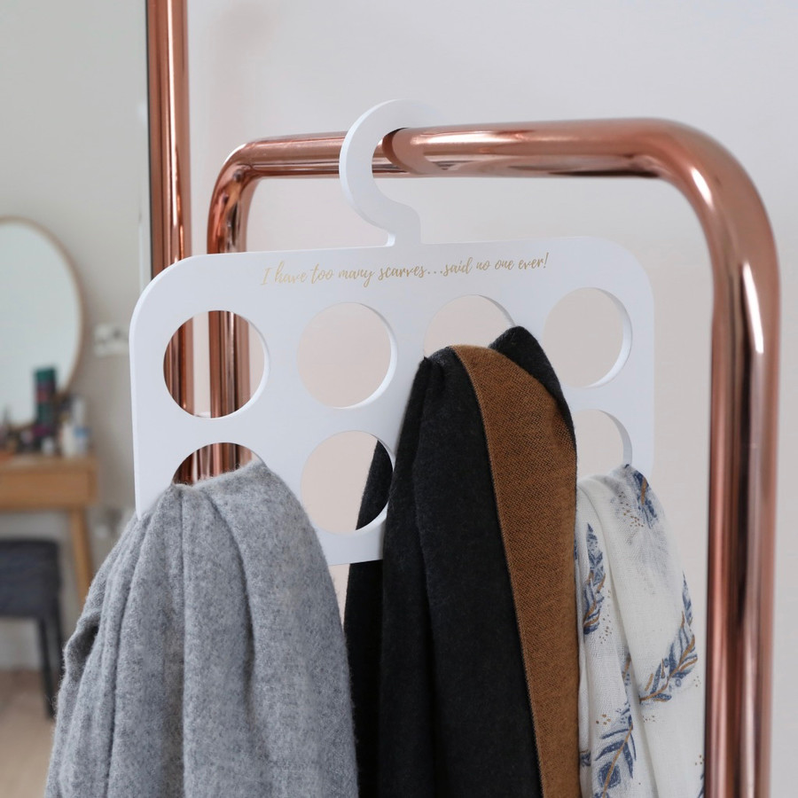 White 'Too Many Scarves' Wooden Scarf Hanger Lisa Angel