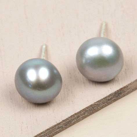 earrings pearl grey freshwater stud sterling silver