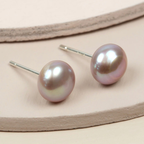 earrings freshwater pearl pink medium sterling silver stud