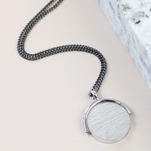 Men's Silver Spinning Disc Necklace