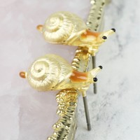 Gold Snail Stud Earrings