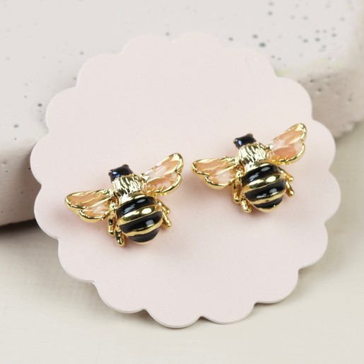 Mini Gold Bumblebee Stud Earrings | Lisa Angel Jewellery