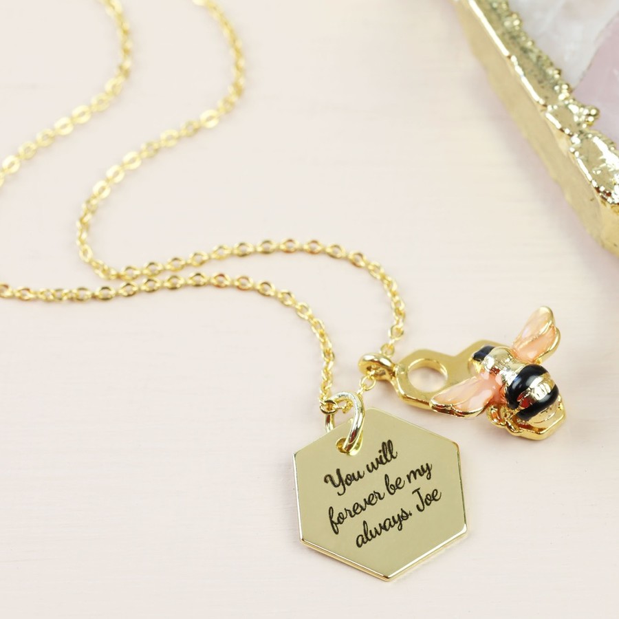 Personalised Honeycomb Bumblebee Necklace | Jewellery | Lisa Angel