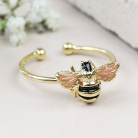 Adjustable Bee Ring in Gold