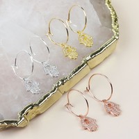 Hamsa Charm Hoop Earrings