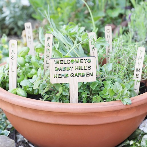 Engraved Wood Herb Garden Set of 9 Sign Marker Labels 