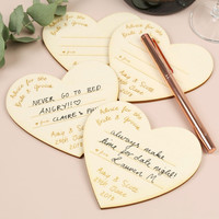 Set of 24 Personalised Wooden Heart Advice Cards for Weddings