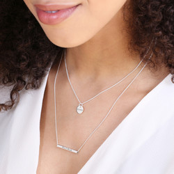 Personalised Horizontal Bar and Disc Layered Necklace