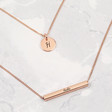 Girl's Personalised Rose Gold Horizontal Bar and Disc Layered Necklace