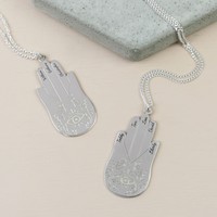 Personalised Large Sterling Silver Hamsa Hand Necklace