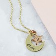 Ladies' Personalised Mixed Metal Moon and Star Necklace