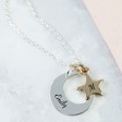 Teens' Personalised Mixed Metal Moon and Star Necklace