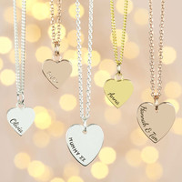 Personalised Sterling Silver Heart Charm Necklace