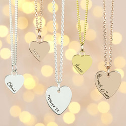 Personalised Sterling Silver Heart Charm Necklace