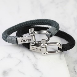 Men's Personalised Adjustable Rope Cord Bracelet