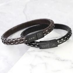 Men's Personalised Leather and Wire Bracelet
