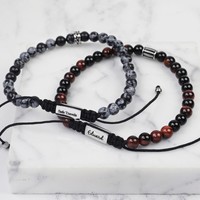 Men's Personalised Semi-Precious Stone Adjustable Bracelet