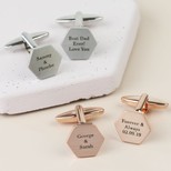 Personalised Brushed Hexagon Cufflinks
