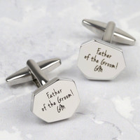 Personalised Silver Cut Wedding Cufflinks